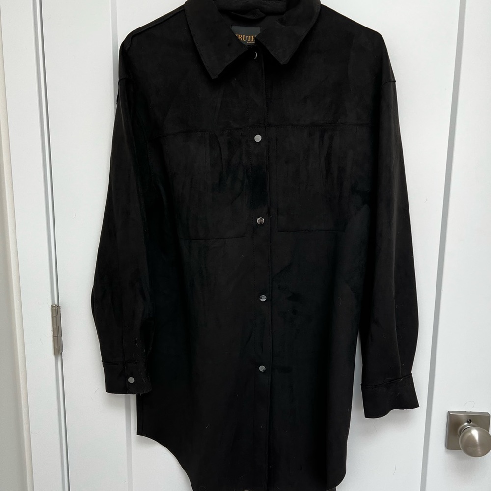 Suede Oversized Button Up